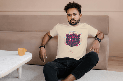 Geometric Wolf Head: Cyber Wolf Graphic Tee - Essentia Attire