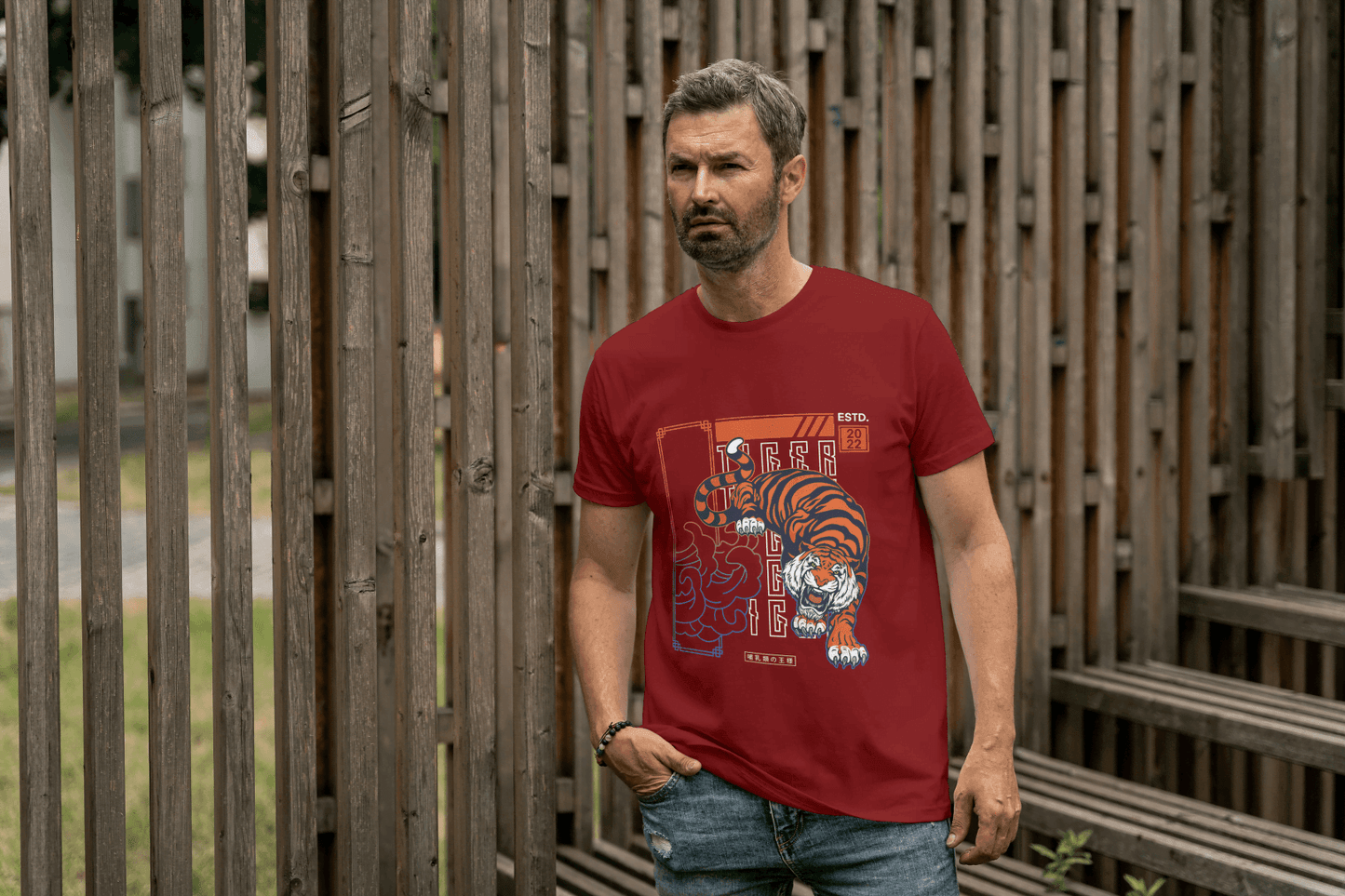 Tiger Art: Japanese Style Wildlife Tee - Essentia Attire