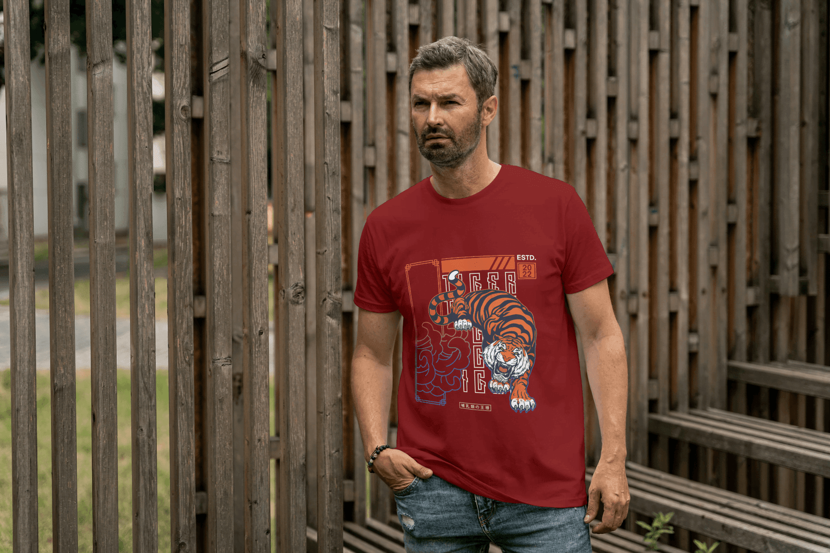 Tiger Art: Japanese Style Wildlife Tee - Essentia Attire