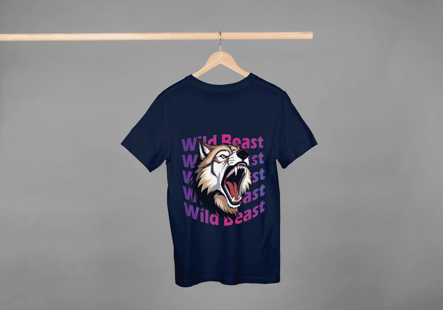 Wild Beast Wolf Howl: Aggressive Wolf Gradient Tee - Essentia Attire