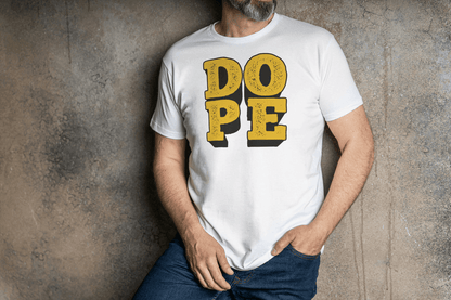 DOPE: Textured Yellow Print Black T-Shirt - Essentia Attire