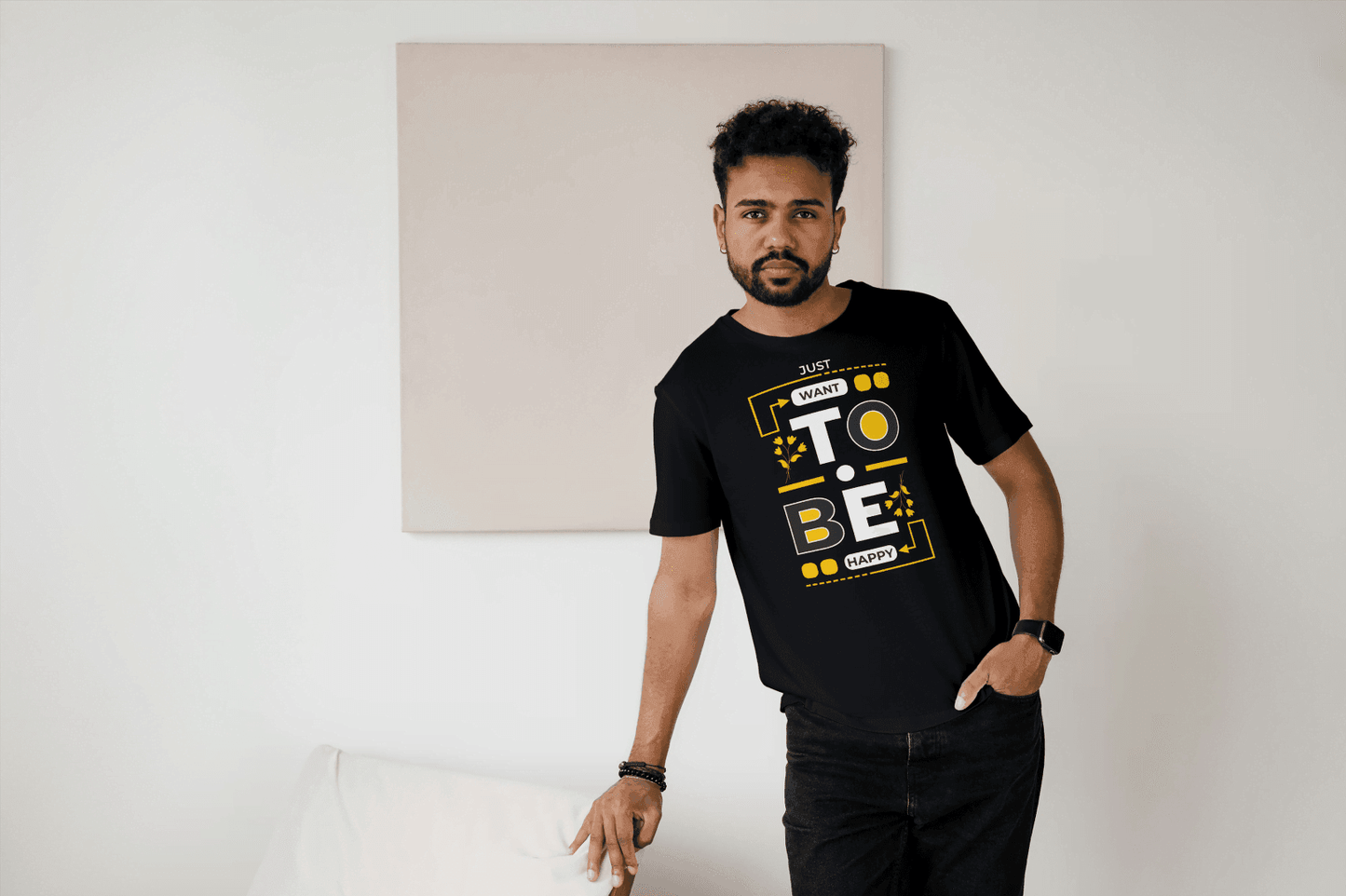 Just Want To Be Happy: Positive Affirmation Tee - Essentia Attire