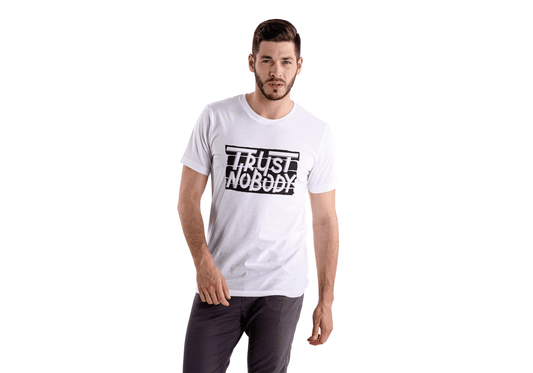 Trust Nobody Distressed Text Tee - Essentia Attire