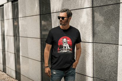 Red Moon Wolf: Mystical Animal Graphic Tee - Essentia Attire