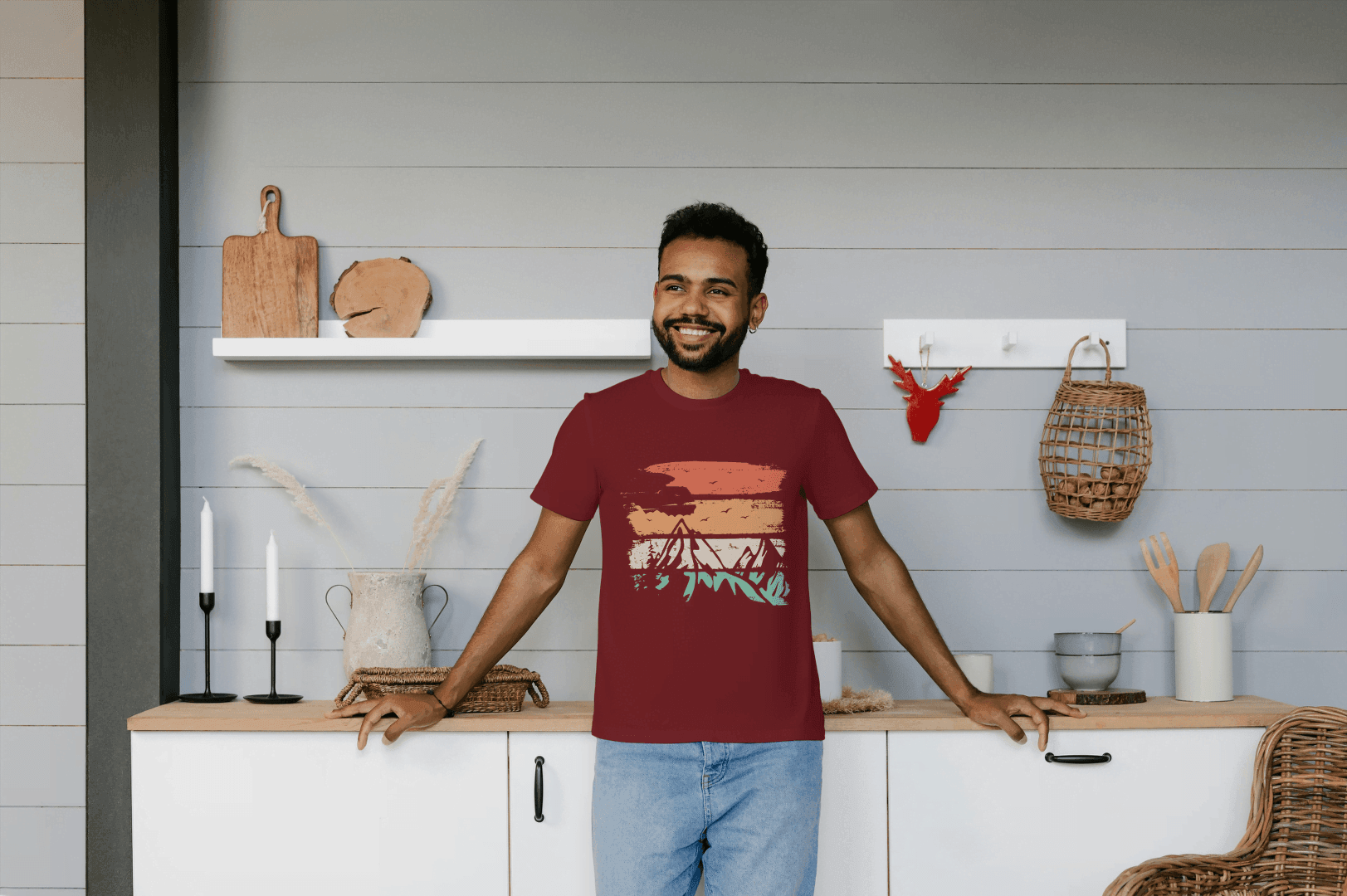 Distressed Mountain Landscape: Retro Outdoor Tee - Essentia Attire
