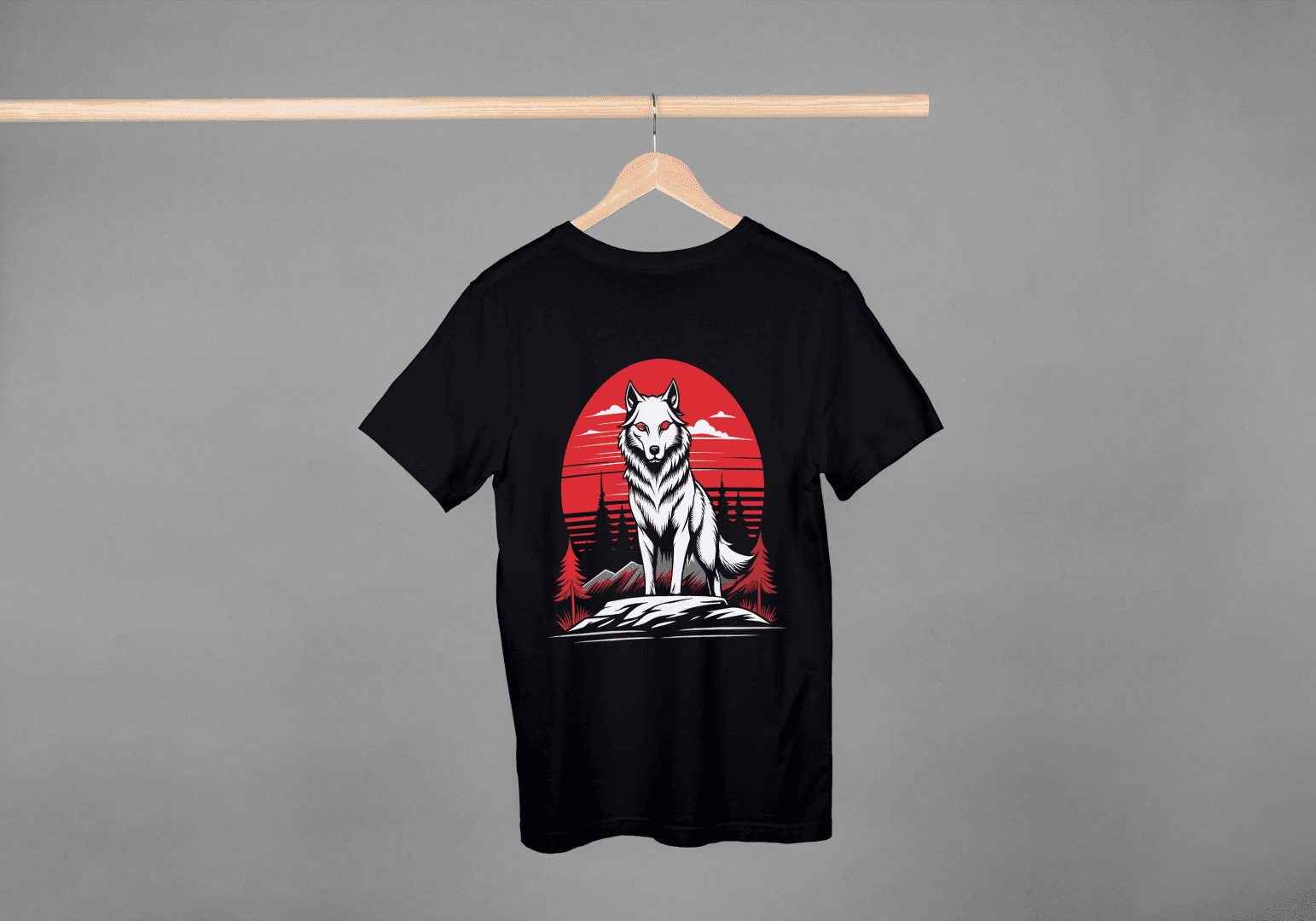 Red Moon Wolf: Mystical Animal Graphic Tee - Essentia Attire
