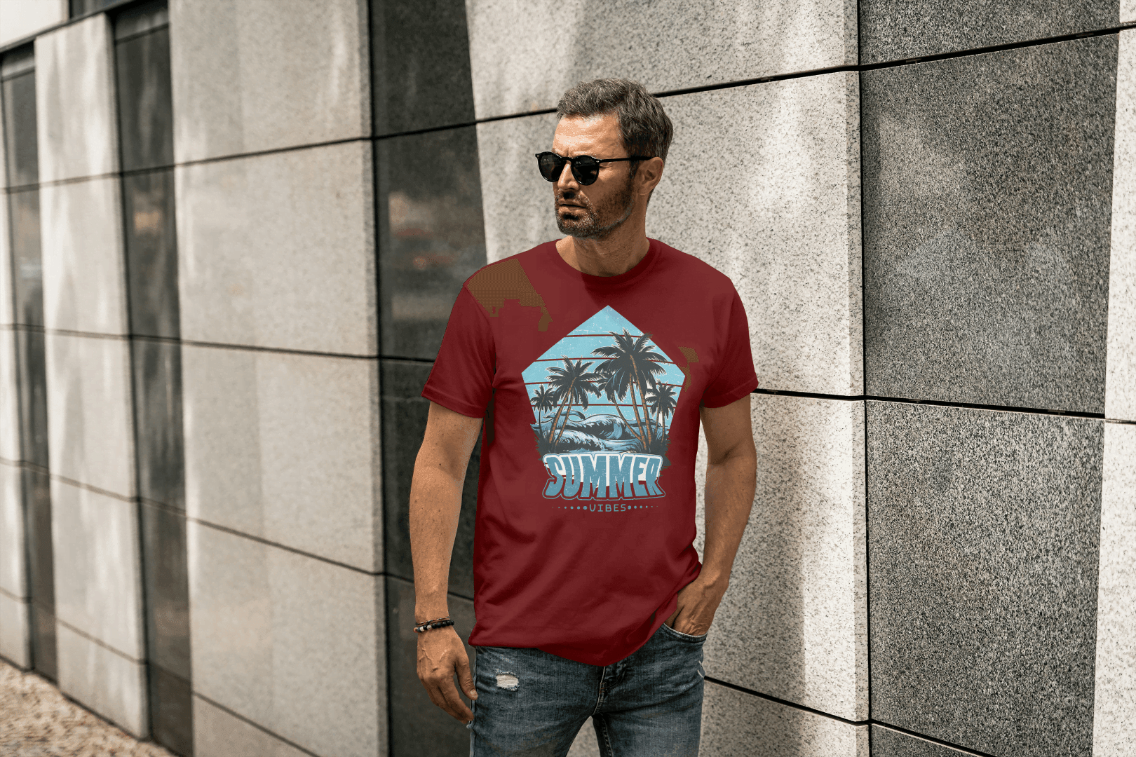 Quebec Summer Vibes Tee: Tropical Beach - Essentia Attire
