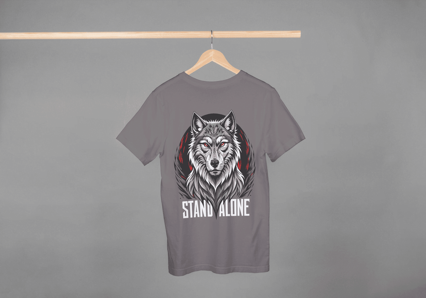 Stand Alone Wolf Tee: Red Eyes Alpha Graphic - Essentia Attire