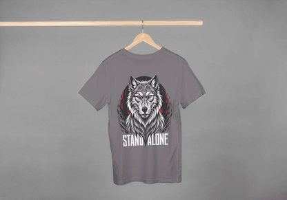 Stand Alone Wolf Tee: Red Eyes Alpha Graphic - Essentia Attire