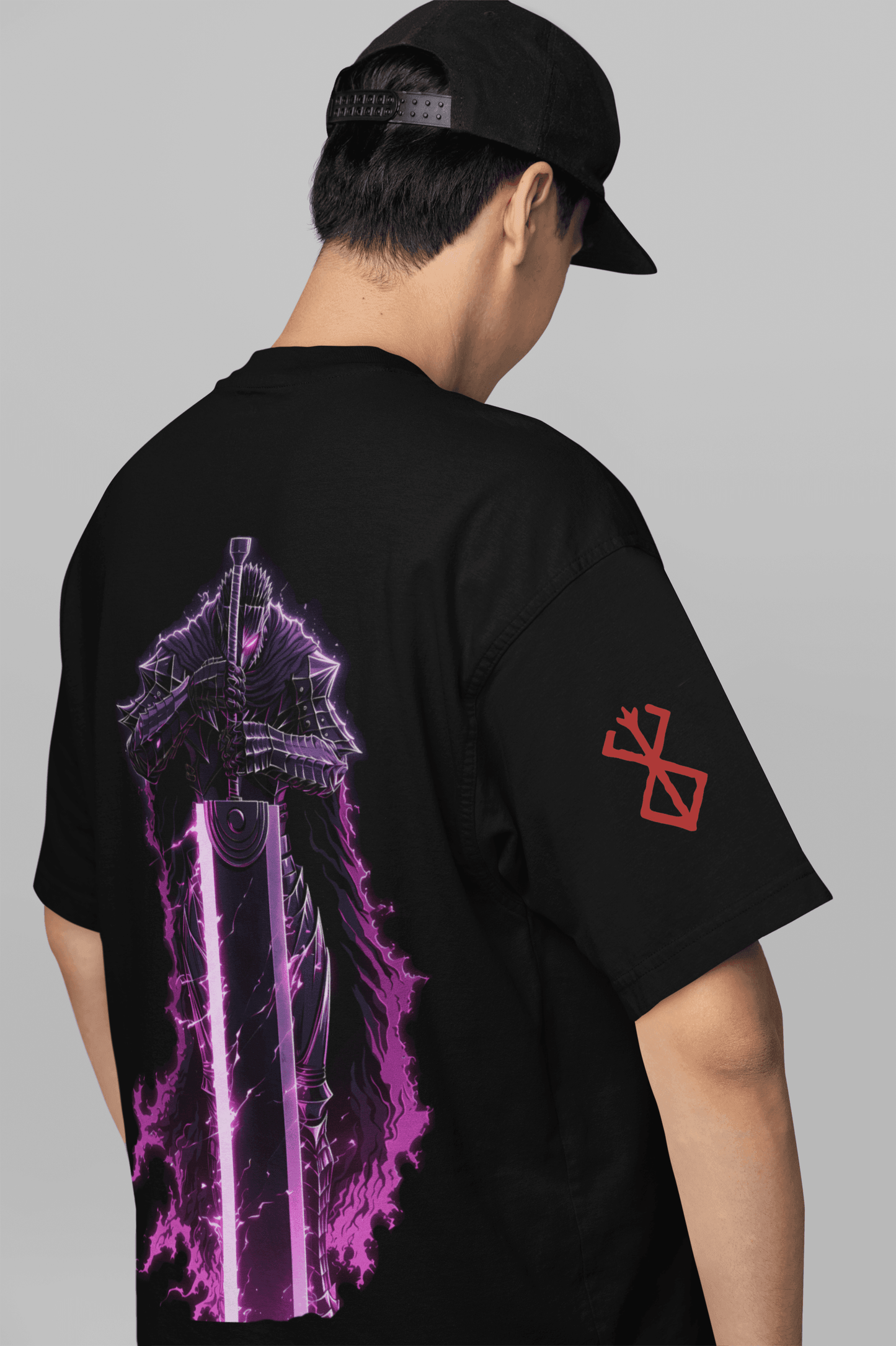 Berserker Armor Guts Oversized T-shirt | Front Katakana & Back Art | Die-hard Fan - Essentia Attire