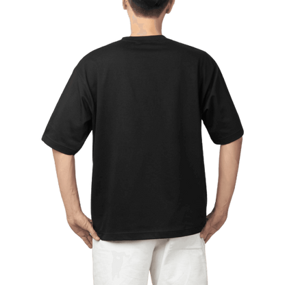 Black Oversized Plain Half-Sleeve: Unisex Drop-shoulder T-Shirt - Essentia Attire
