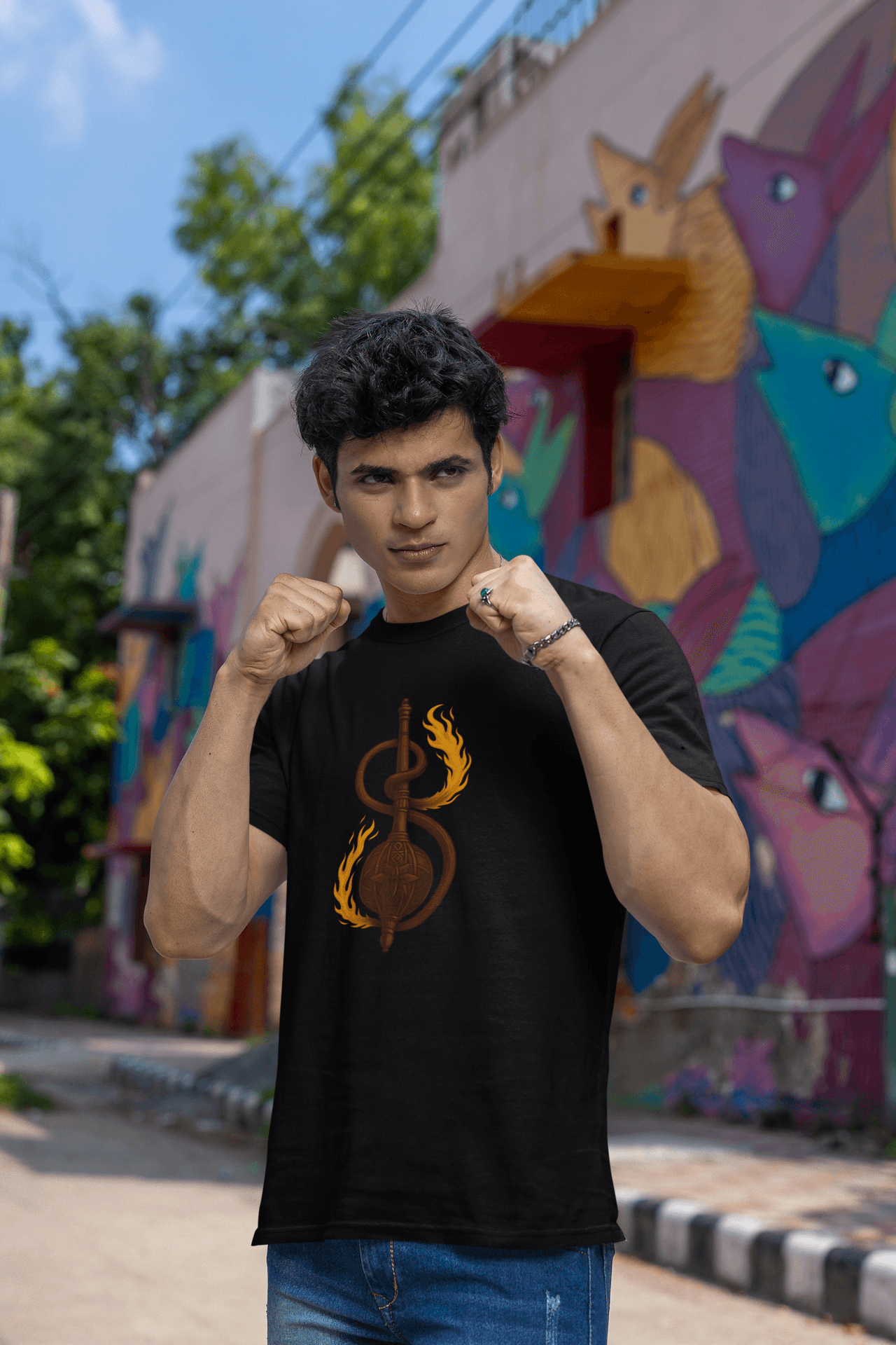 Gada with Hanuman Tail Regular T-Shirt | Symbol of Strength and Loyalty