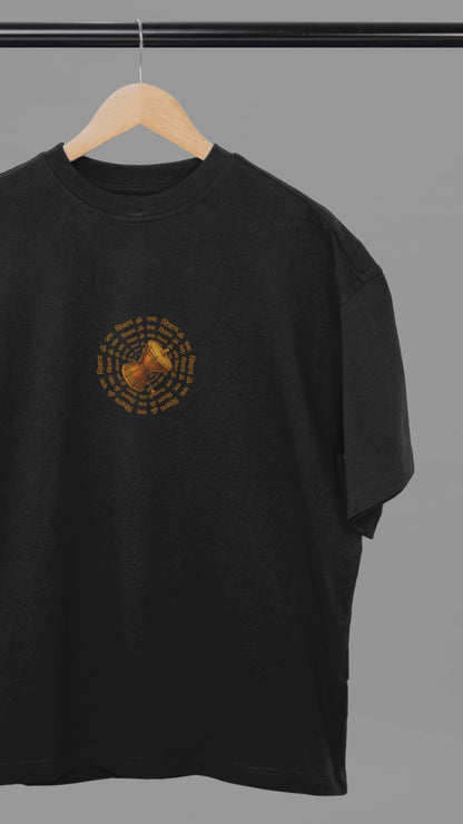 Sacred Damru Music Instrument Oversized Tee | Hindu Devotional Wear & Religious Gift