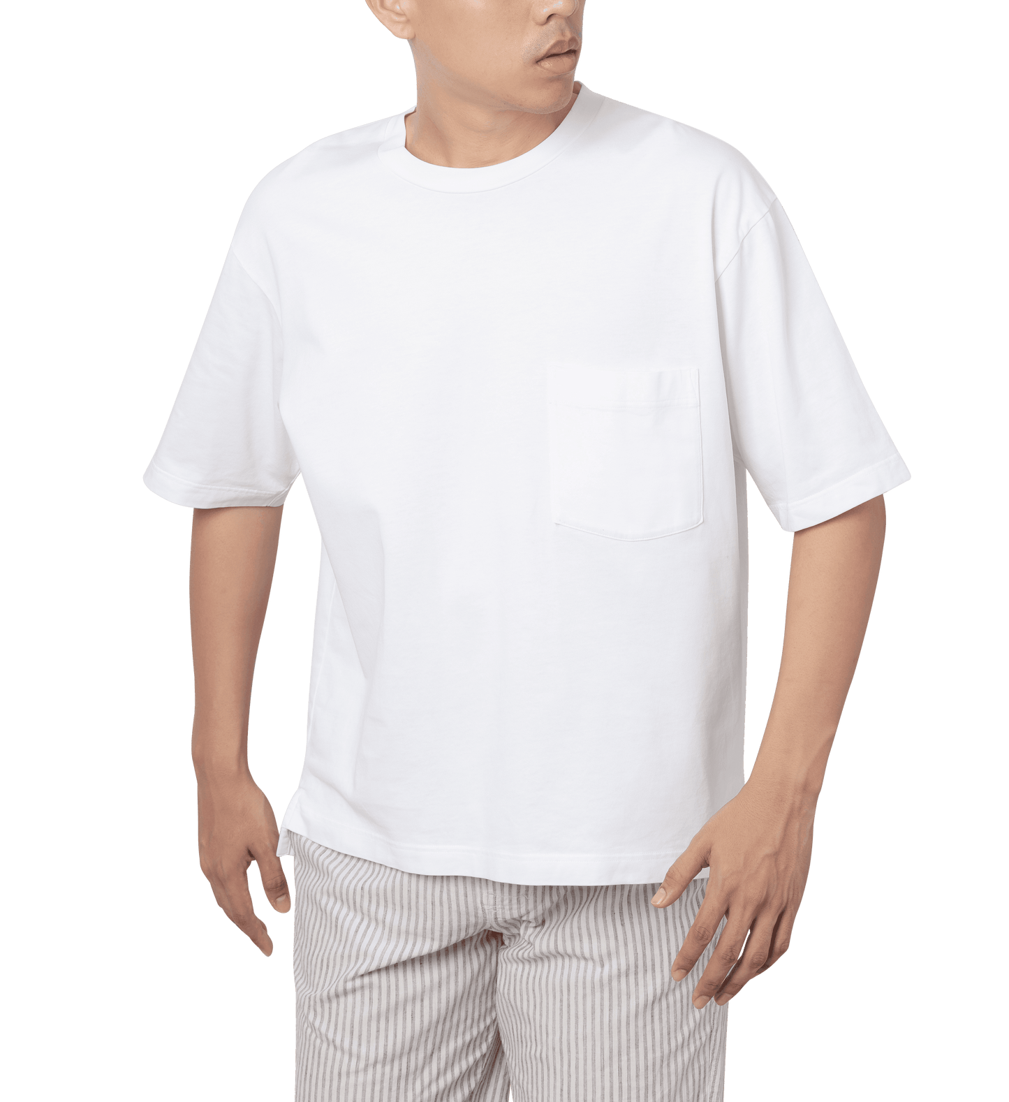 White Oversized Plain Half-Sleeve: Unisex Drop-shoulder T-Shirt - Essentia Attire